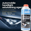 A bottle of automobile headlight refurbishing agent for repairing scratches, yellowing, and cracks on car headlights.