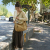 Cotton Canvas Crossbody Bag with Large Capacity