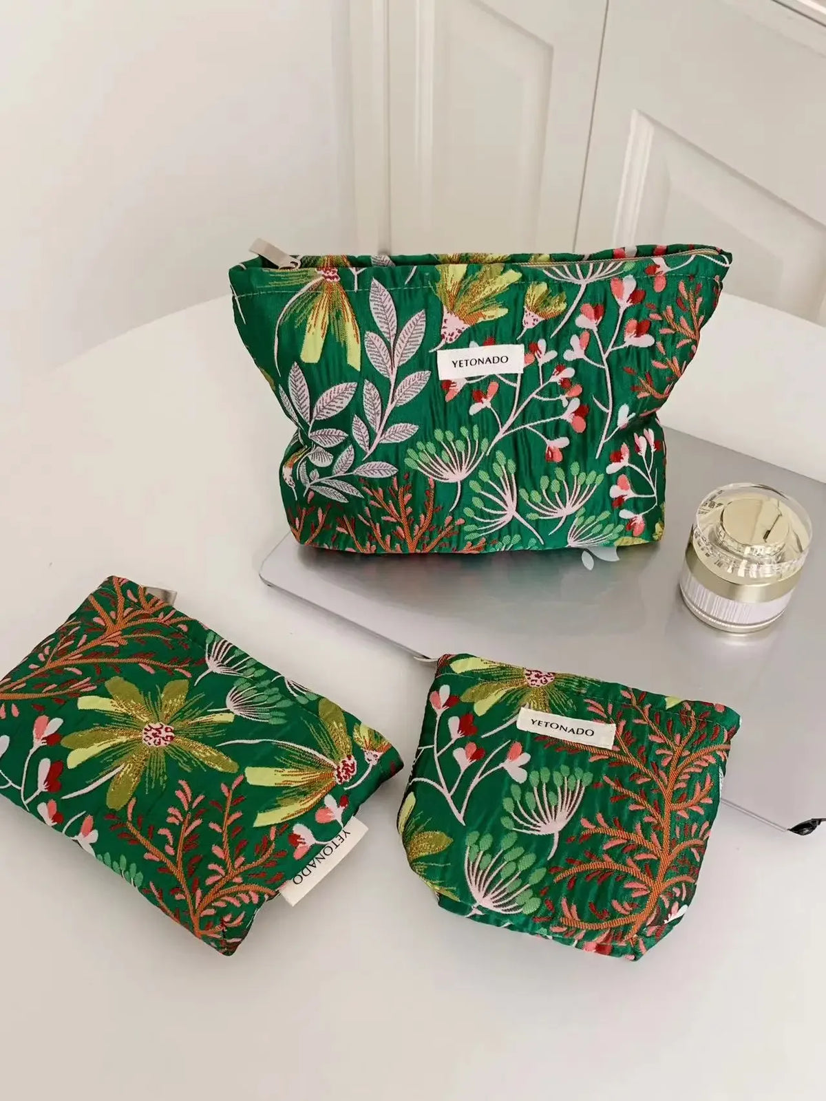 Vintage Floral Cosmetic Bag - Portable Makeup & Toiletry Organizer
