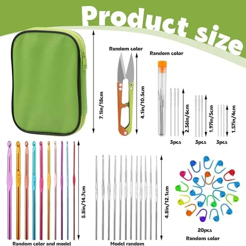 Complete Crochet Needle and Stitch Marker Kit with Storage Case