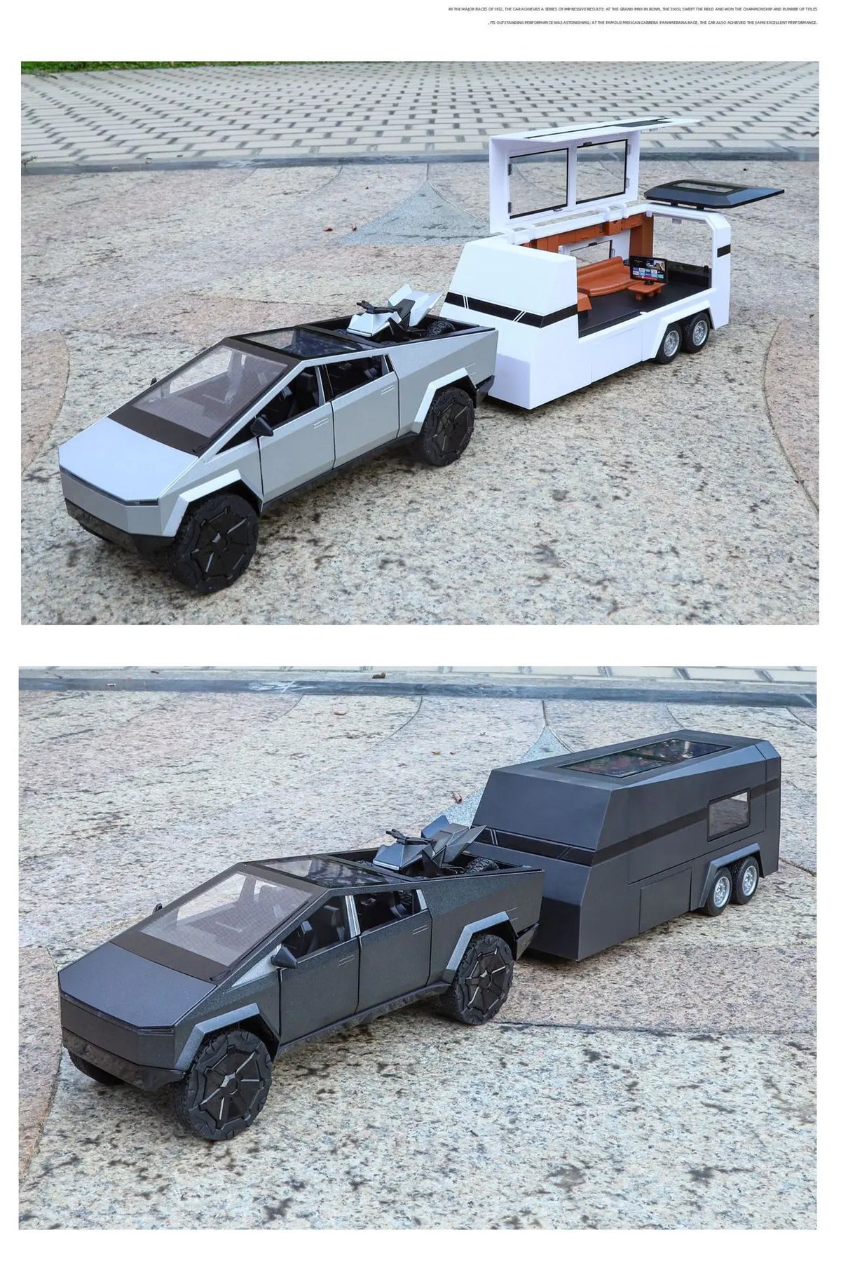 1:24 Diecast Pickup Truck and RV Camper Set with Lights and Sounds