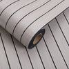 Roll of gray and white striped 3D grille pattern peel-and-stick wallpaper
