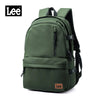 Olive green Lee ultralight water-resistant laptop backpack shown from the back.
