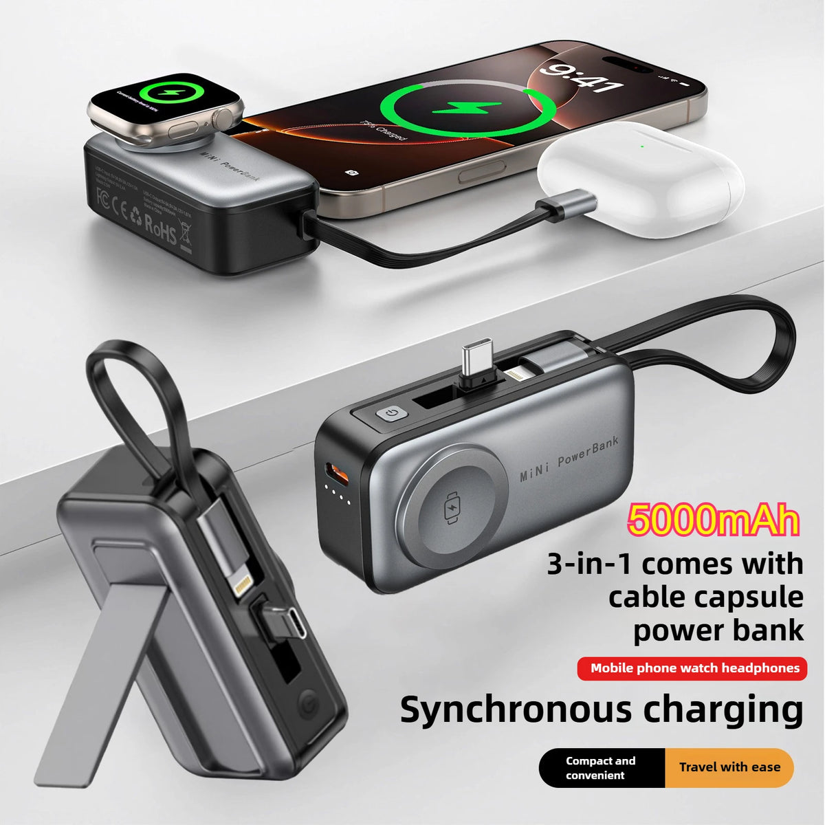 Magnetischer Powerbank mit Digitalanzeige