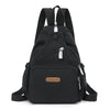 Black waterproof nylon crossbody sling bag for women with adjustable straps and pockets