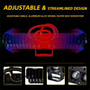 Adjustable and streamlined aluminum alloy LED spotlight headlight design with various views.