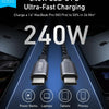 240W USB-C to USB-C Fast Charging Cable (3ft, Braided Nylon)