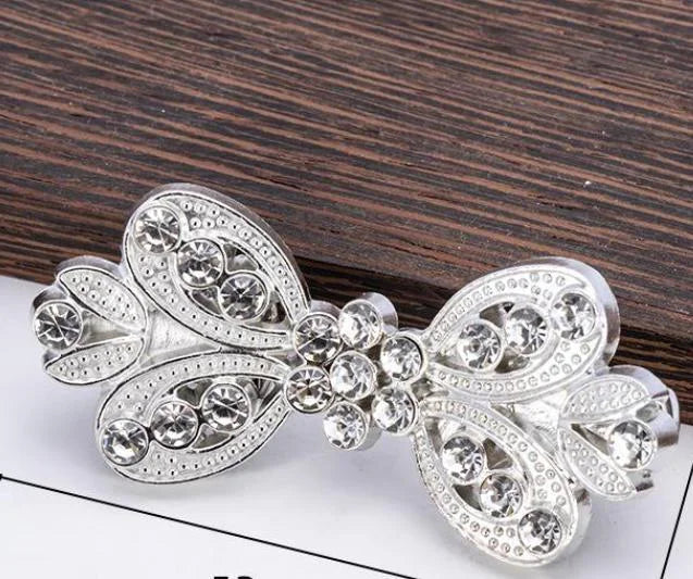 Silver vintage bowknot rhinestone clothing clips for scarves and sweaters