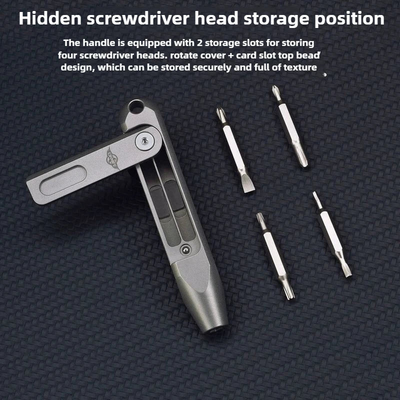 Titanium Alloy Mini Screwdriver with Magnetic Double-Ended Bits
