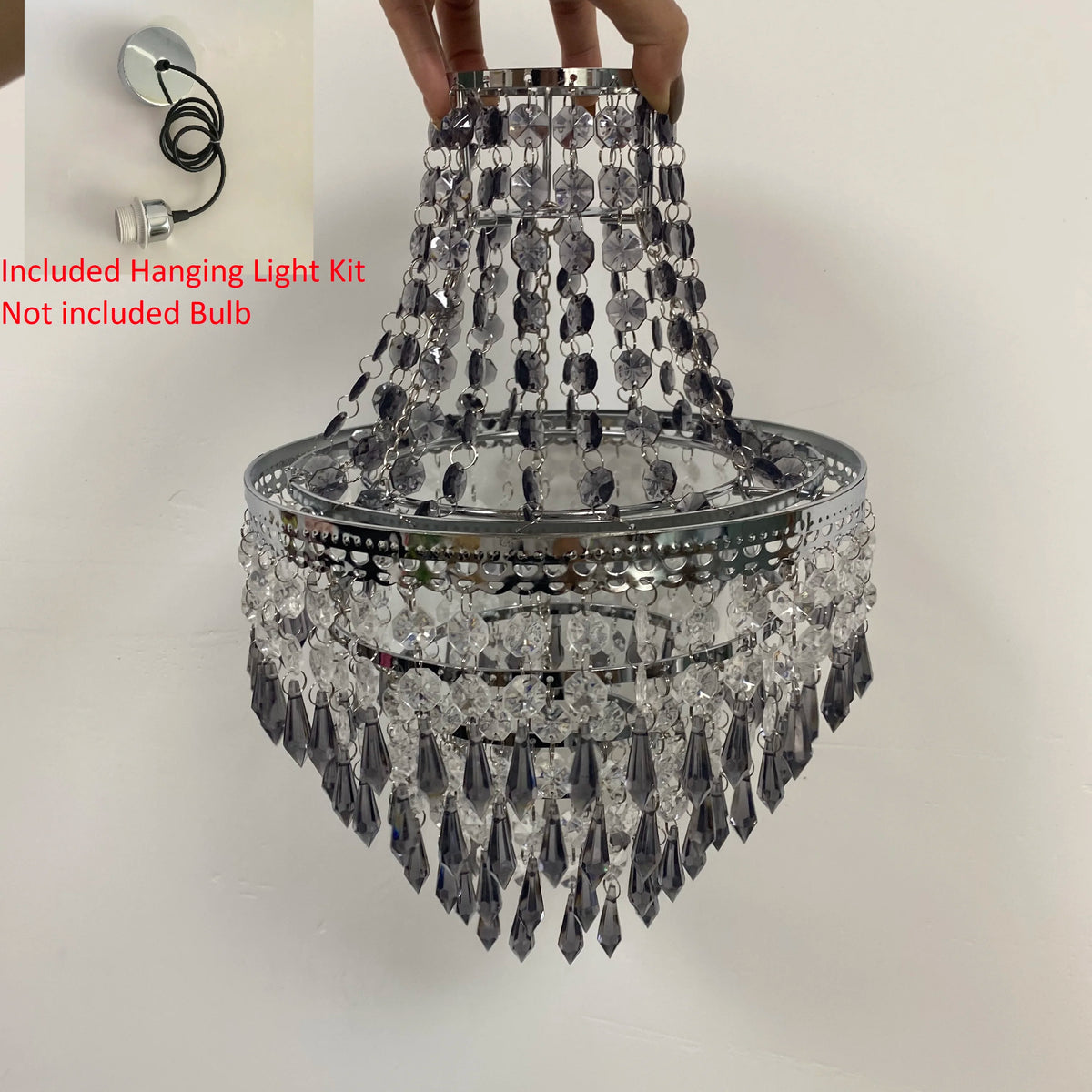 Abat-jour de lampe chromé à 5 étages en perles