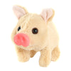 A light beige plush toy shaped like a pig with pink features and floppy ears.