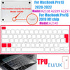Ultra-thin TPU keyboard cover for MacBook Air and Pro with a transparent design.