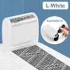 A white roller identity protection stamp with confidential text is shown on a marble surface.
