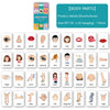 A set of 36 cards and boxes featuring animal shapes and colors for early learning flash cards