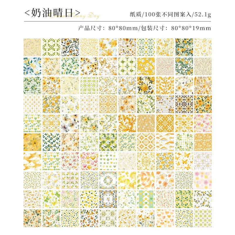 A collection of assorted vintage floral scrapbook paper sheets in various colors and patterns for journaling and crafts.