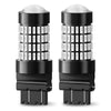 A pair of black LED bulbs for brake lights and turn signals, packaged in a clear plastic holder.
