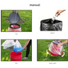 Demonstration of using portable toilet absorbent powder for cleaning and dealing with messes in the outdoors.
