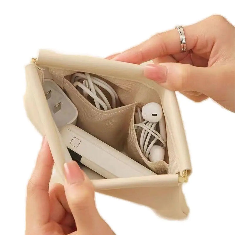 Compact PU Travel Pouch with Spring Closure