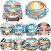 DIY Diamond Art Coaster Set with Holder – 8 Acrylic Coasters for Home Decor and Gifting