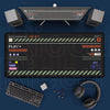 A set of mechanical keyboard components and a large mouse pad featuring a Japanese art design.