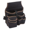 A dark brown heavy-duty tool waist bag with multiple compartments and pockets.