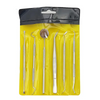 A yellow pouch containing a set of premium stainless steel dental care tools for oral hygiene.