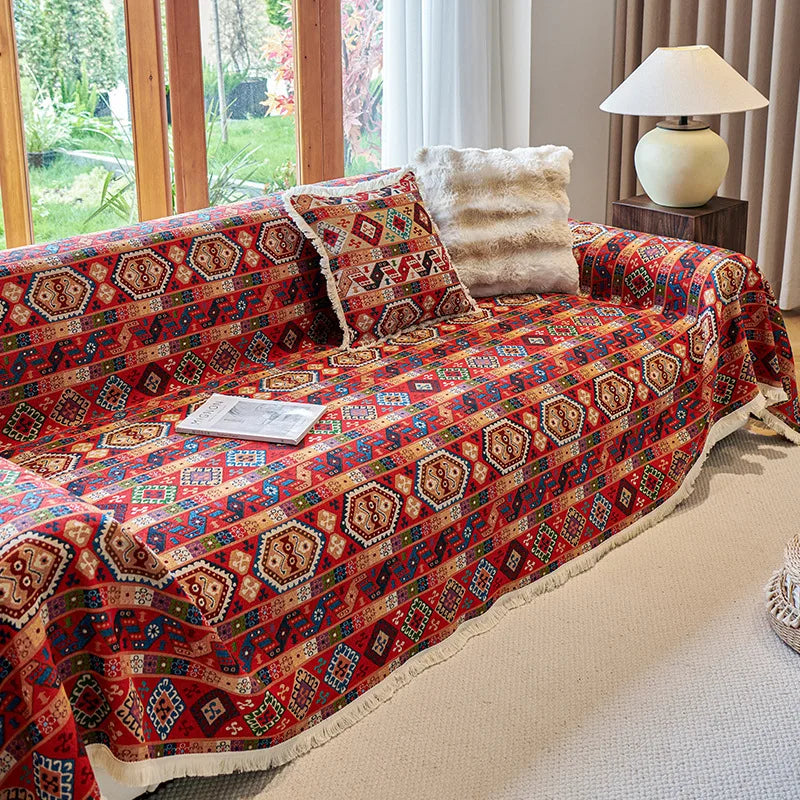 Boho Retro Cotton-Linen Sofa Cover