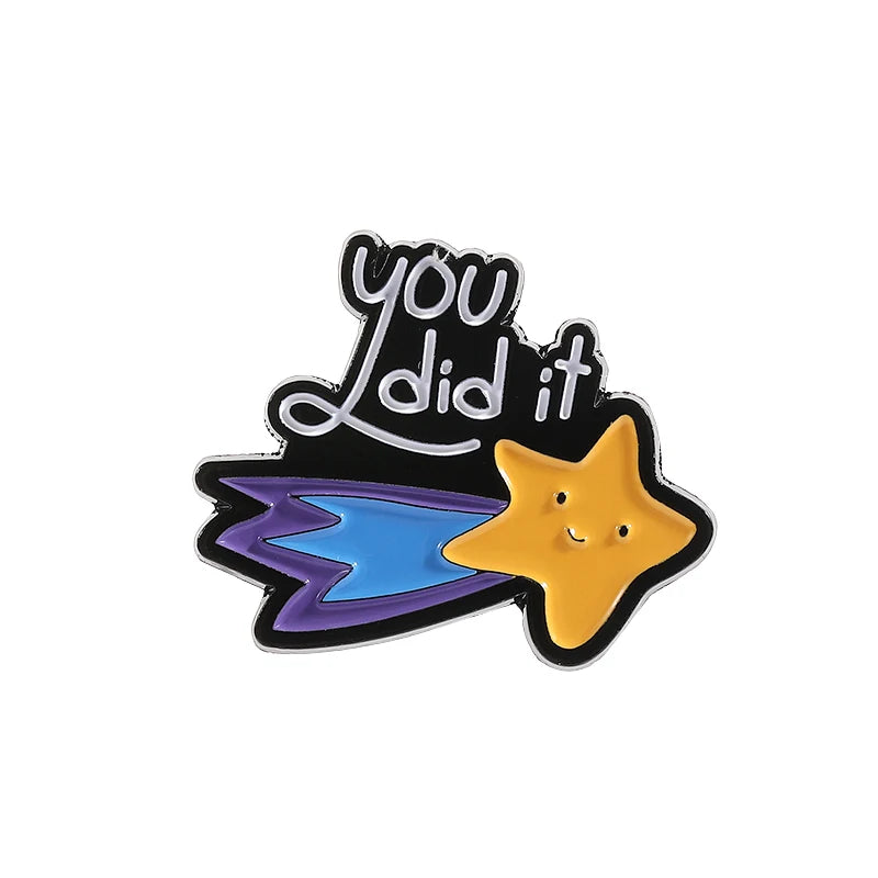 Fun Meteor Enamel Pin with Star Design
