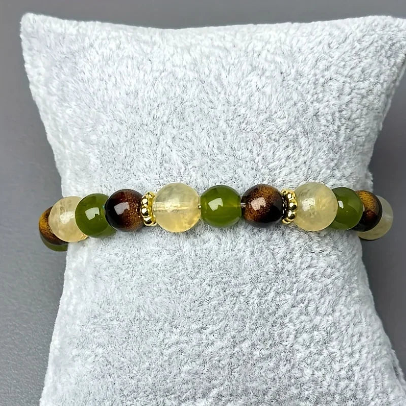 Bracelet Équilibrant Œil de Tigre et Citrine