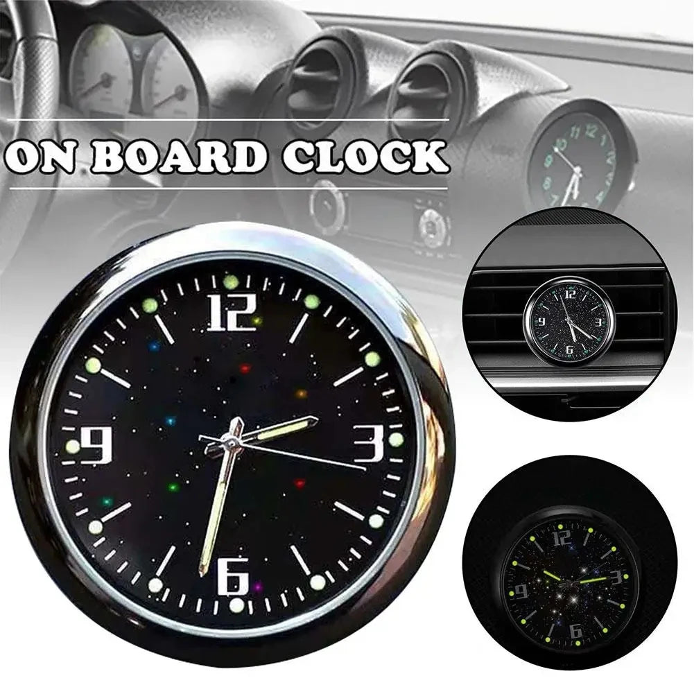 Mini Car Clock with Glow-In-The-Dark Dial and Air Vent Clip