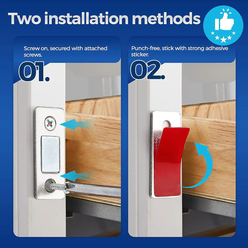 Ultra-Thin Magnetic Cabinet Catch - Invisible Adhesive Door Stopper