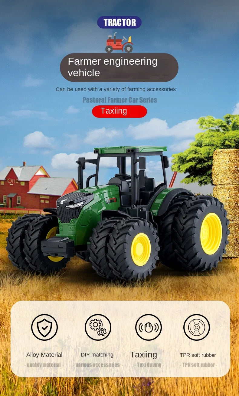 Remote-Controlled Farm Tractor Toy with Realistic Engineering Details