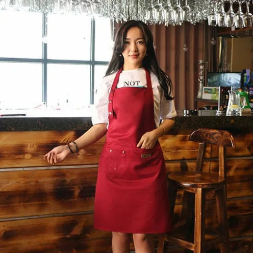Stain-Resistant Kitchen Apron with Front Pocket