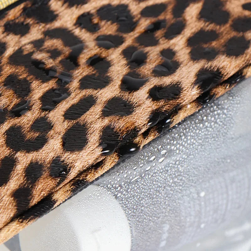 Leopard Print Transparent Makeup Bag with Waterproof Zipper