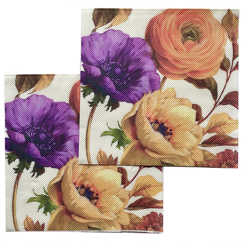 2-Ply Decorative Flower & Leaf Print Napkins (20-Pack)