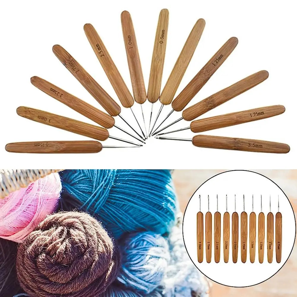 Bamboo Handle Crochet Hook Set with Ergonomic Grip