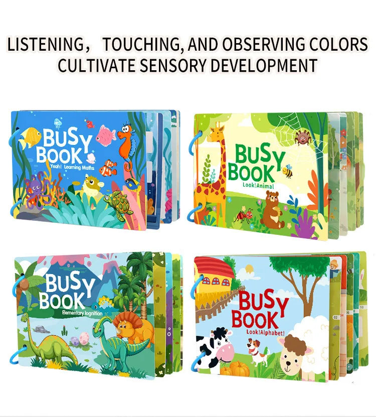 Montessori Busy Book for Toddlers – Reusable Sticker & Velcro Learning Activities