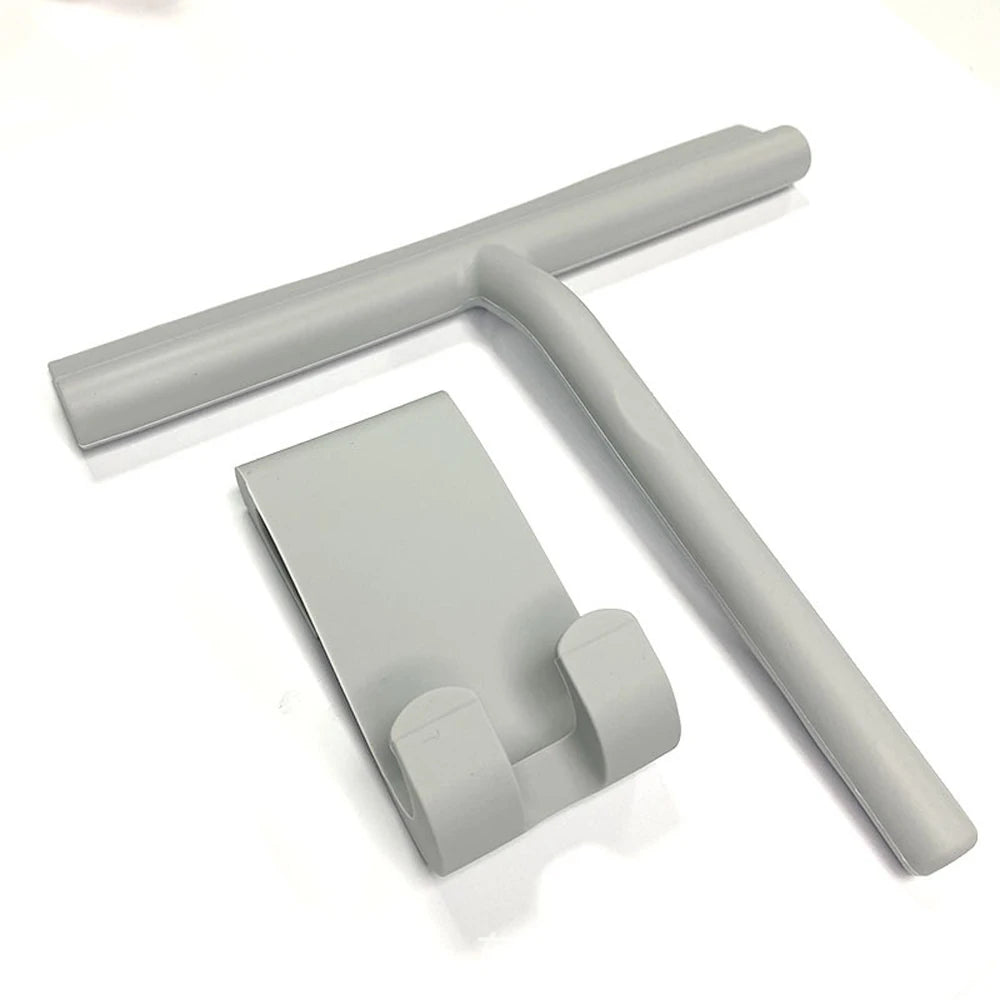 Shower Squeegee with Hanging Silicone Holder for Glass Doors & Mirrors