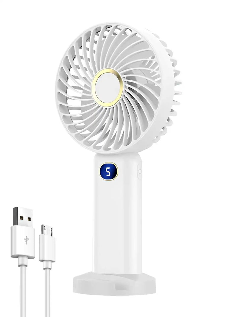 Portable Rechargeable Handheld Fan with Digital Display
