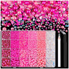 A flatback pearls and rhinestones craft kit featuring various colored beads, a tweezer, and a pickers tool.