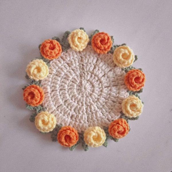 Crochet Rose Bouquet Coaster