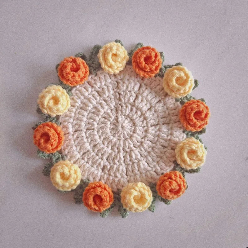 Crochet Rose Bouquet Coaster