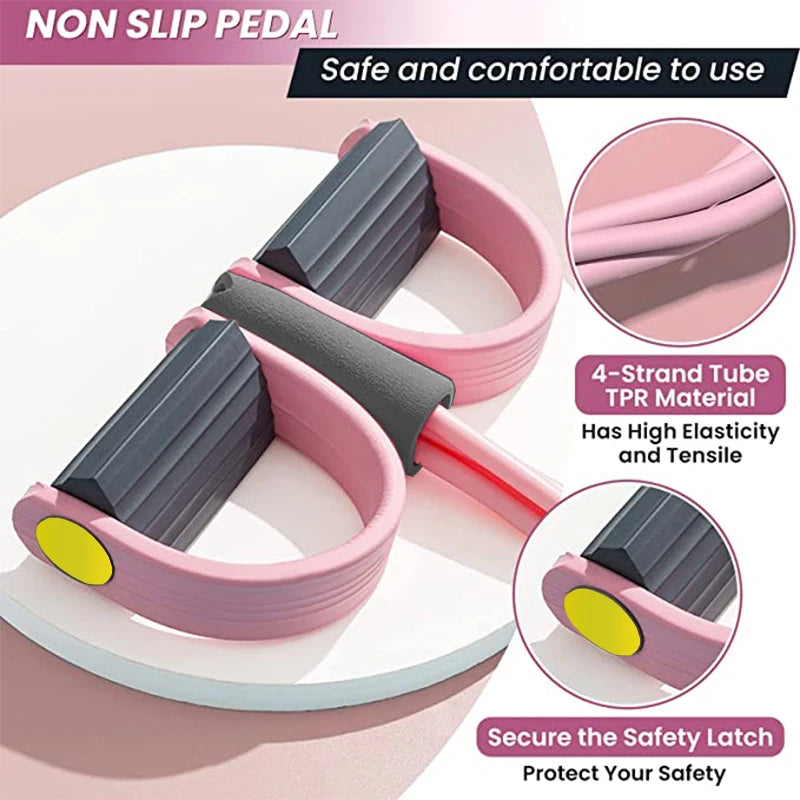 4-Tube Resistance Pull Rope with Foot Pedals