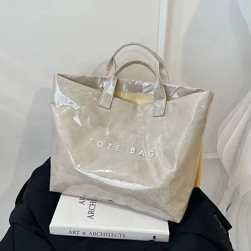 Clear PVC Tote Bag with Letter Print