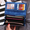 Women's RFID-Blocking Nubuck Leather Long Wallet with Multiple Card Slots