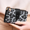 Vintage Leopard Print Tri-Fold Wallet with Double Zipper
