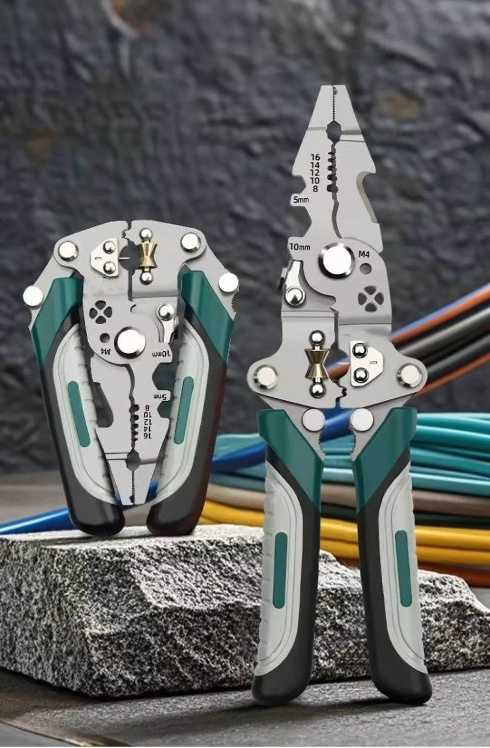 Folding Multifunctional Wire Stripper Pliers with Crimping Tool