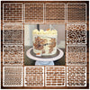 A grid of 12 reusable stencil patterns featuring brick textures for DIY projects.