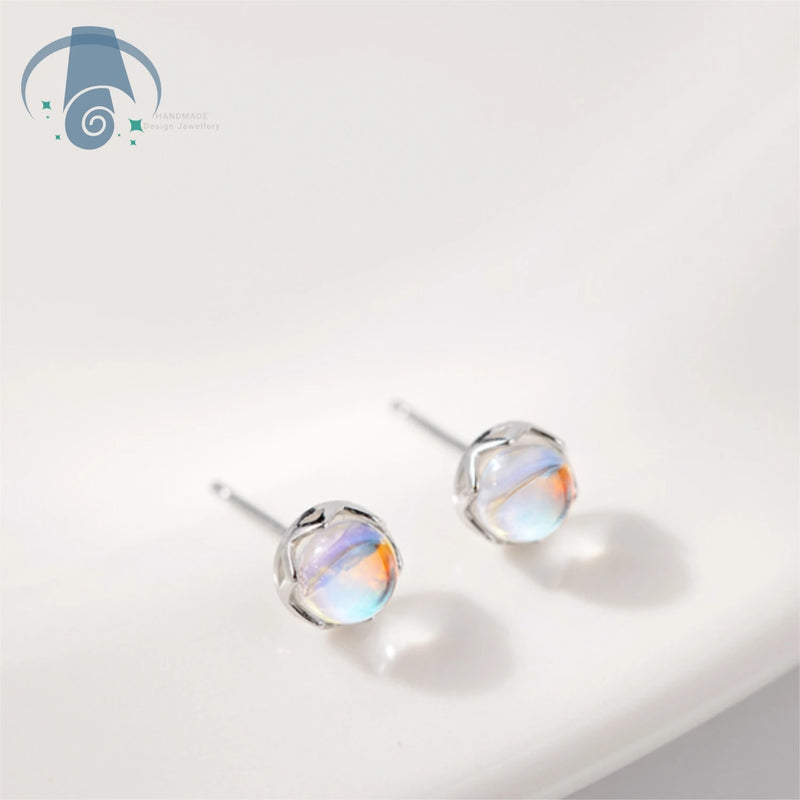 Minimalist Moonstone Stud Earrings