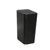A sleek, black pop-up slim trash can with a one-touch lid.